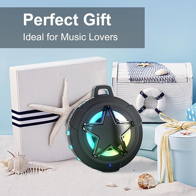 EBODA Bluetooth Shower Speaker, IP67 Waterproof Portable Speakers, Floating, TF Card, Small Outdoor Speaker with LED Light, True Wireless Stereo for Bike, Beach, Paddle Board, Kayak, Gifts-StrideForce Fitness