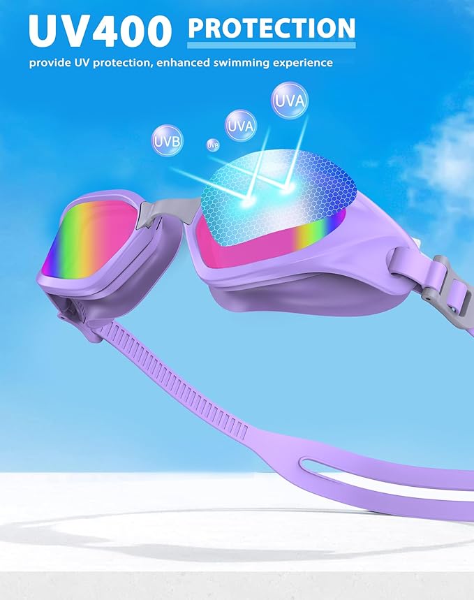 Swim Goggles, Unisex Adult Swimming Goggles Anti Fog Anti UV No Leakage Wide View for Men Women Youth-StrideForce Fitness