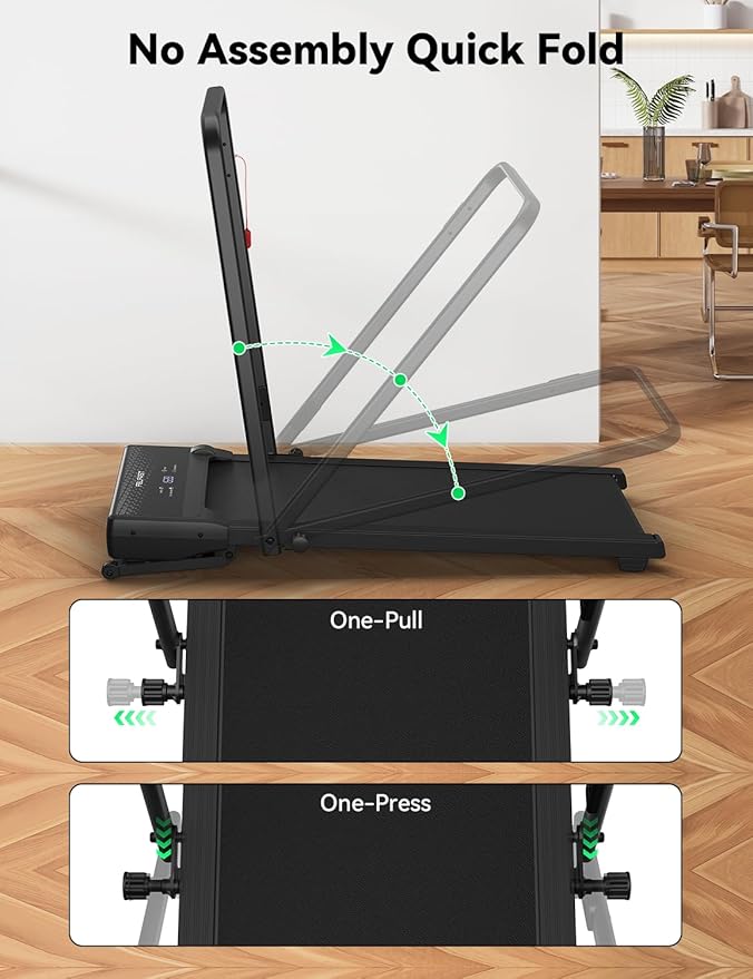 Walking Pad Treadmill, 12% 5-Level Auto Incline, 2-in-1 Under Desk Foldable w/Remote Control, 12 HIIT Mode, 265 Lbs, 7.6 MPH Max, Portable Treadmill for Office Home, No Tablet Stand-StrideForce Fitness