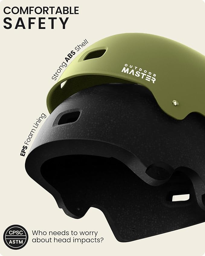 OutdoorMaster Skateboard Cycling Helmet - Two Removable Liners Ventilation Multi-Sport Scooter Roller Skate Inline Skating Rollerblading for Kids, Youth & Adults-StrideForce Fitness