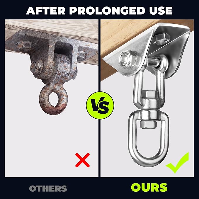 Heavy Duty Swing Hangers for Wooden Sets 2000 LB Capacity Hammock Hanger 360 Swivel Stainless Steel Swing Hardware Accessories 2 Packs for Porch Playground Yoga Heavy Bag-StrideForce Fitness