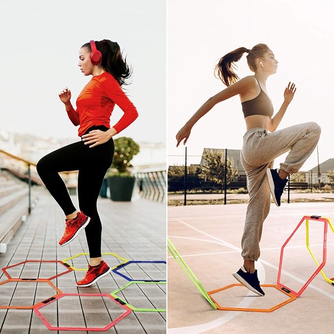 Yes4All Hex Agility Rings/Speed Rings with Carrying Bag – Hexagon Rings, Agility Hurdles for Agility Footwork Training-StrideForce Fitness