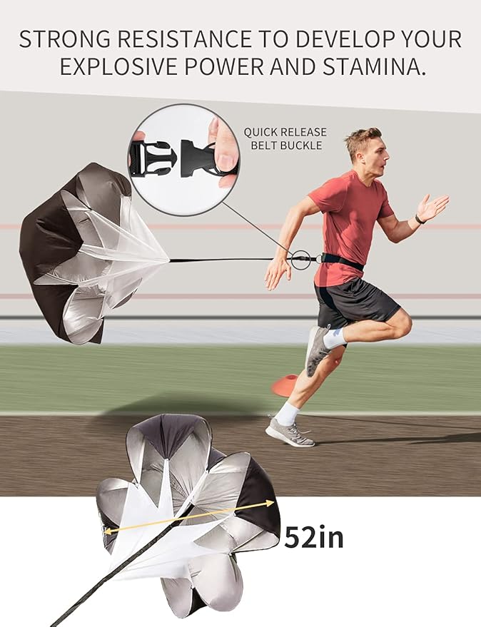 GHB Soccer Agility Training Equipment, 6 Agility Poles, 20ft Speed Ladder, 12 Disc Cones, Resistance Parachute, Jump Rope, 5 Resistance Bands, Soccer Training Poles for Speed Agility Training-StrideForce Fitness