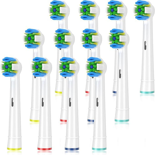 Replacement Brush Heads Compatible with Oral B Braun Electric Toothbrush - Floss Toothbrush Head Fits for Oral B Pro 1000 Genius Smart Series (12 Pack)
