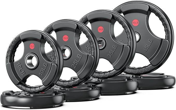 XDDIAS Rubber Weight Plates for Barbell, 2-Inch Olympic Grip Plate for Strength Training, Weightlifting and Bodybuilding in Home & Gym, Solid Cast Iron Weight Plates Pair and Sets-StrideForce Fitness