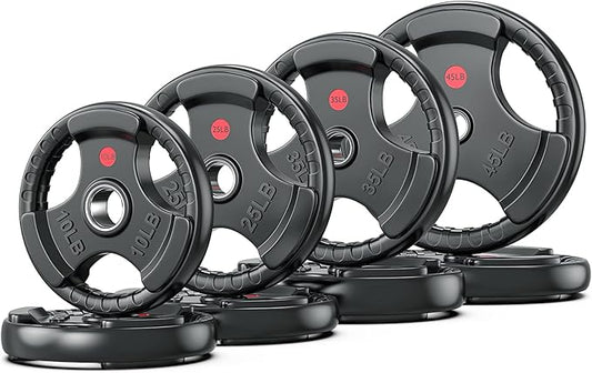 XDDIAS Rubber Weight Plates for Barbell, 2-Inch Olympic Grip Plate for Strength Training, Weightlifting and Bodybuilding in Home & Gym, Solid Cast Iron Weight Plates Pair and Sets-StrideForce Fitness