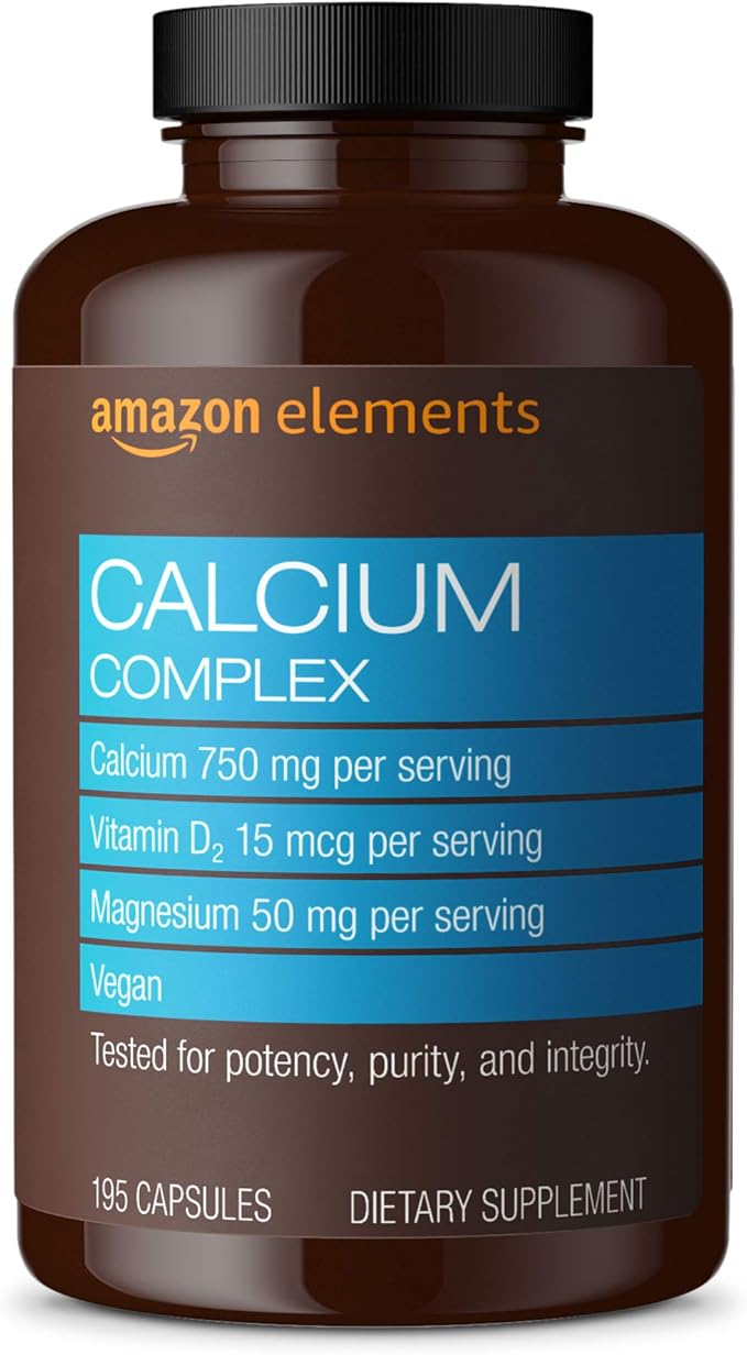 Amazon Elements Calcium Complex, 195 Capsules-StrideForce Fitness
