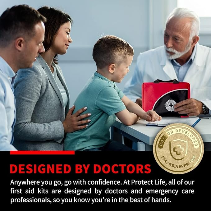 Protect Life Survival First Aid Kit for Home/Business, Camping Survival Kits | Mini Travel First Aid Kit | Camping Equipment | Small Kits for Car | Outdoor Emergency Survivals Pack - 160pcs-StrideForce Fitness