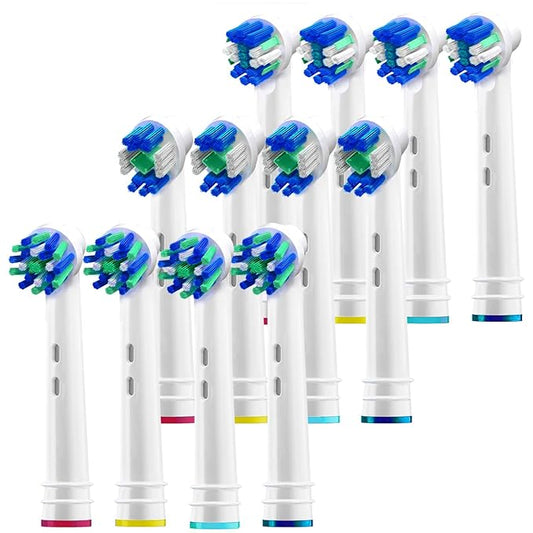 Toothbrush Heads for Oral B, 12 Pack Professional Electric Toothbrush Replacement Heads Medium Dupont Bristles Replacement Toothbrush Heads Assorted Floss Cross & Whitening Styles Brush Heads Refills