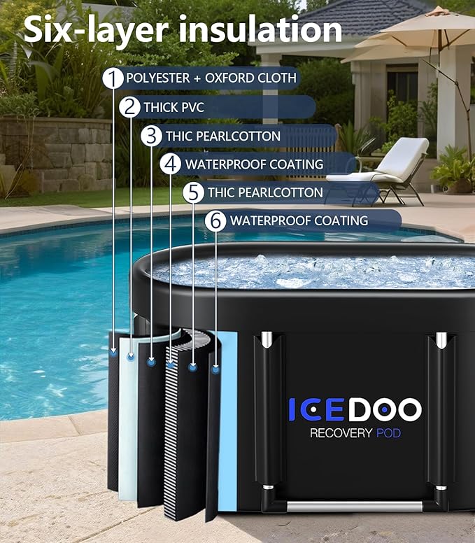 Upgrade XL 139 Gal Large Oval Ice Bath Tub for Athletes,Multiple Layered Portable Outdoor Cold Plunge Tub for Recovery,Cold Plunge for Family - Foldable Bathtubs for Gyms,Indoor,Outdoor use.-StrideForce Fitness
