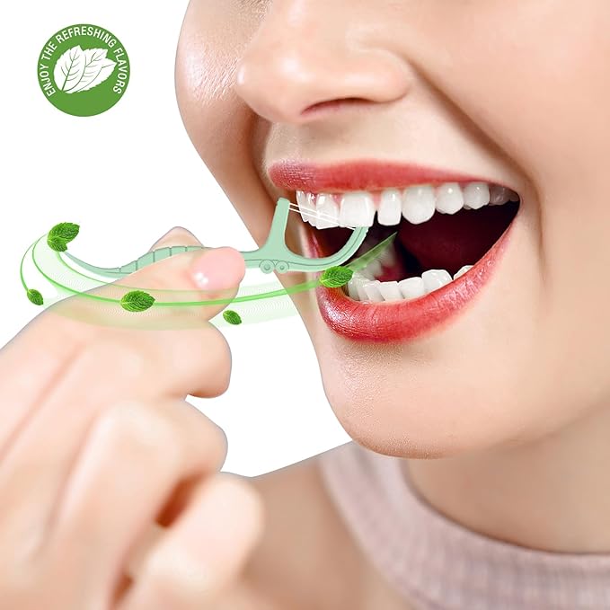 Holy Rose Dental Floss Picks Portable Case 2 Box with Twin-Line Flossers 100 Count,Mint Flavor,Dual Action Flossing Clean System,50 Count/Boxs,Easy Storage.