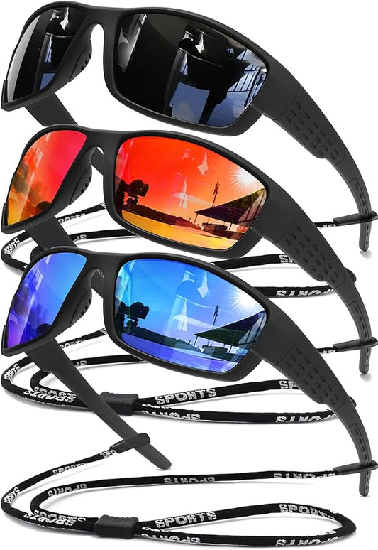 Polarized Sports Sunglasses Men UV400 Protection Lightweight Wrap Around Goggles for Cycling Fishing Driving Running-StrideForce Fitness