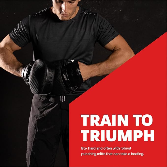 Hawk Sports Punching Mitts for Men, Women, & Kids, Leather Focus Mitts for Martial Arts & Boxing Training, Curved Punch Mitts for Karate, Kickboxing, Krav MAGA, Muay Thai & Taekwondo-StrideForce Fitness