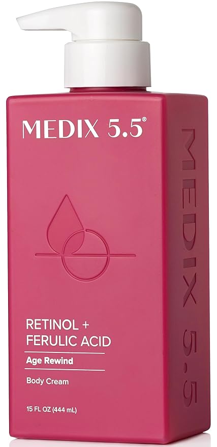 Medix 5.5 Retinol Body Lotion Firming Moisturizer | Crepey Skincare Treatment | Retinol Body Cream | Anti Aging Firming Cream For Women Targets Look Of Crepe Skin, Wrinkles, & Sagging Skin, 15 Fl Oz-StrideForce Fitness