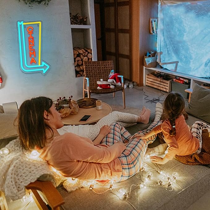 Cinema Neon Sign Arrow Neon Light for Wall Decor Movie Theater Led Neon Signs Movie Led Neon Lights for Home Theater Film Room Commercial Theater Store Decoration-StrideForce Fitness