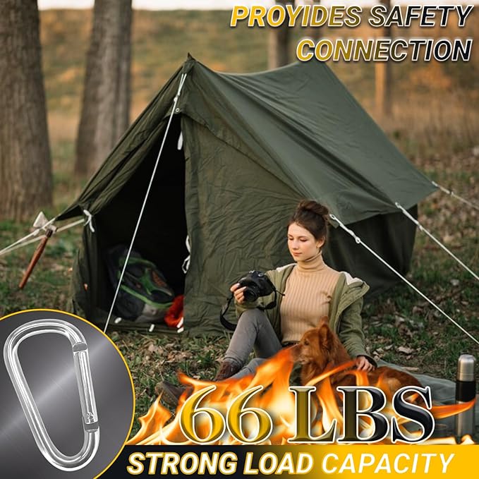 Heavy Duty Aluminum D Carabiner Clips & Key Rings, Black & Sliver Corrosion Resistant Keychain for Keys, Outdoor Sports, Hiking, Camping, Fishing & Hanging Gear-StrideForce Fitness