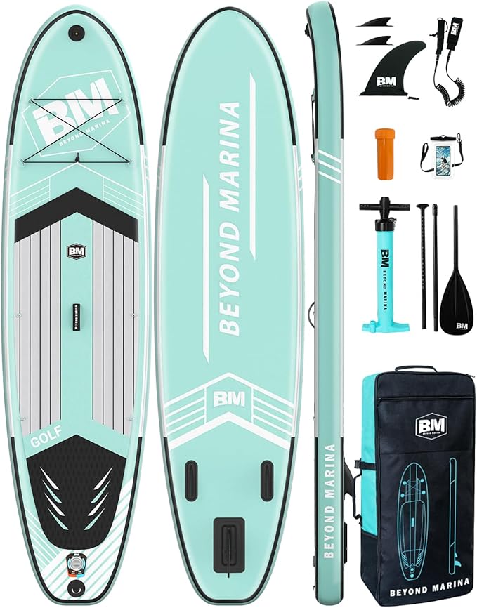 BM Paddle Board Inflatable Stand Up Paddle Board, SUP Paddleboard for Adult, Premium Accessories | Non-Slip EVA Deck & Foam Handles, Camera Mount, Double Action Pump, 85L Travel Backpack-StrideForce Fitness