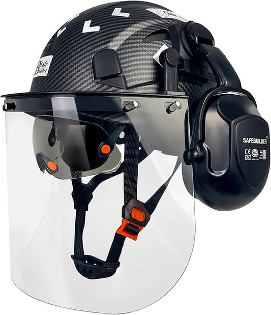 Forestry Safety Helmet with Build-in Visor Mesh Face Shield Ear Muffs 4 in 1 Chainsaw Safety Hard Hats-StrideForce Fitness