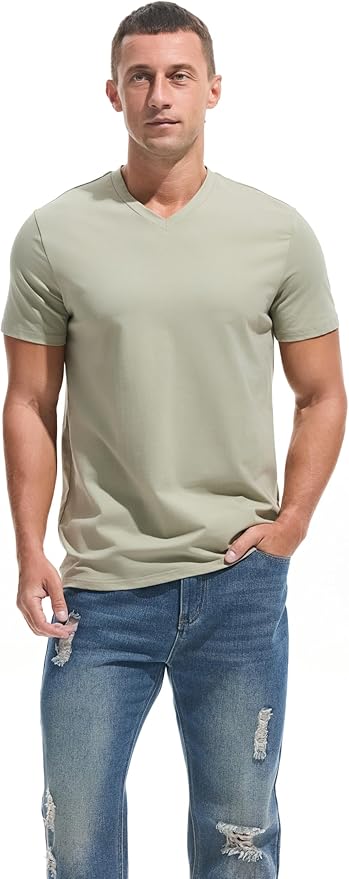 VEIISAR Premium V Neck T Shirts for Men - Modern Fitted Tees Vneck Undershirts-StrideForce Fitness