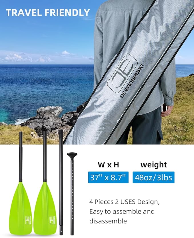 OCEANBROAD SUP Paddle - Adjustable Stand-Up Paddle for Paddleboard Kayak, Adjustable Aluminum Alloy Shaft with Reinforced Nylon Blades-StrideForce Fitness