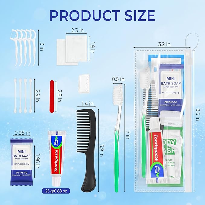 Xuezoioy 30 Sets Personal Hygiene Kit Bulk,9-IN-1 Green Disposable Toothbrushes with Toothpaste Floss Comb Soap Cover and Hotel Vanity Set Basic Travel Toiletry Supplies for Homeless,Travel,Guests