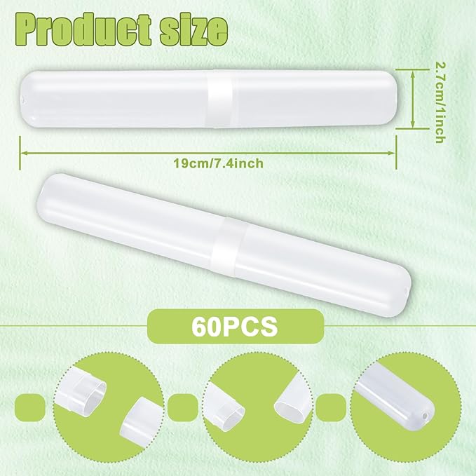 60 Pcs Travel Toothbrush Case, Portable Plastic Toothbrush Holders Bulk, Plastic Dust Proof Breathable Toothbrushes Case Holder for Travel, Business, Indoor, Outdoor, Camping, Bathroom(Clear)
