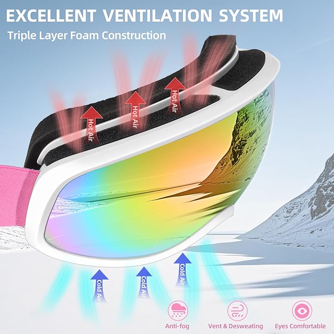 Freela Ski Goggles OTG Men Women, Over Glasses Snow Snowboard Sports Goggles for Adult Youth 100% UV400 Protection Anti Fog-StrideForce Fitness