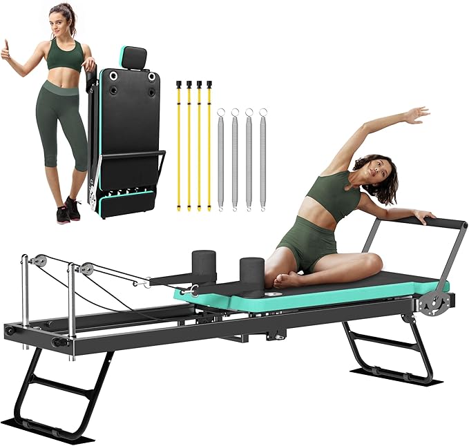 Pilates Reformer, Foldable Reformer Pilates Machine, Pilates Equipment for Home Women Use Gym Workout & Advanced and Beginners Users, Up to 400 lbs Weight Capacity Reformers-StrideForce Fitness