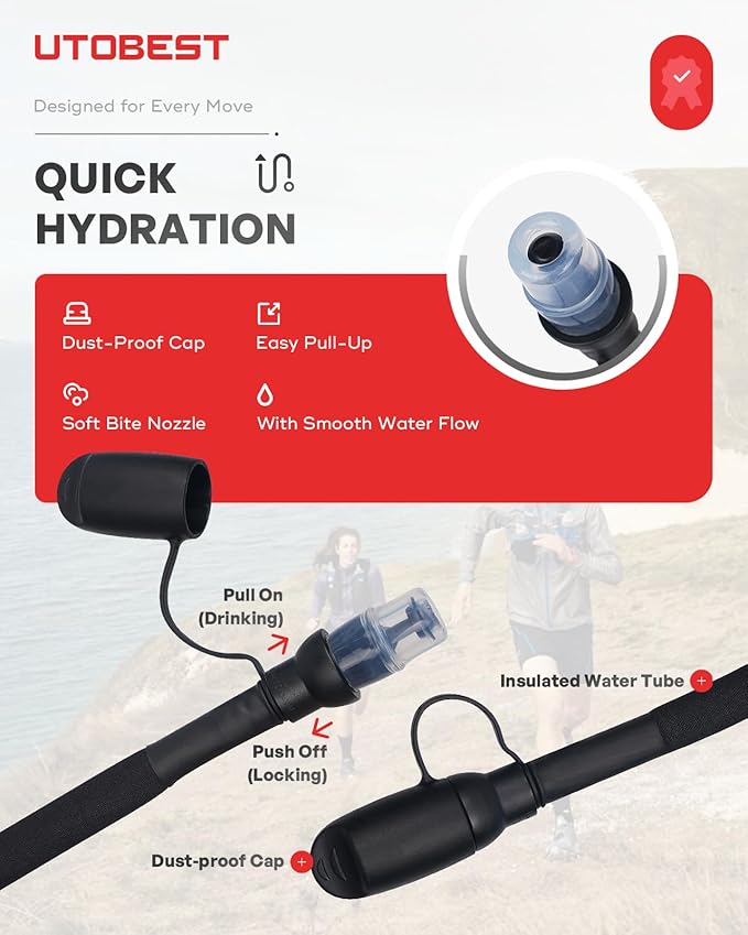 UTOBEST Hydration Bladder,TPU Water Bladder,Water Bladder for Hiking Backpack,BPA Free,Wide Opening,Leak-Proof,Water Reservoir for Hiking Cycling Camping Running-StrideForce Fitness