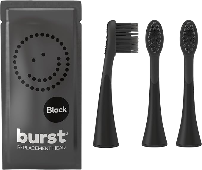 BURST Genuine Replacement Heads for Original Sonic Electric Toothbrush (Black/3 Pack) | Ultra Soft Bristles for a Deep Clean | Stain & Plaque Removal