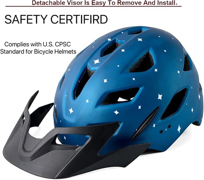 Kids Bike Helmet,Bavilk Kids Boys Girls Bike Helmets with LED Light Detachable Visor Children Youth Teen Multi-Sport for Skating Cycling Scooter Skateboard Adjustable & Lightweight 19.7"-22.4"-StrideForce Fitness