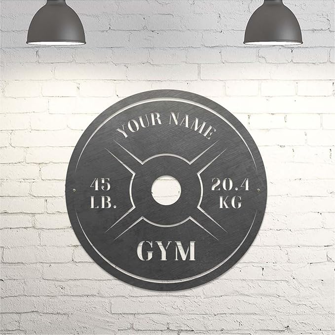 Personalized Home Gym LED Tin Metal Sign Multiple Sizes, Weight Lifting Exercise Workout Room Training Fitness Center Motivational Inspirational Quotes Decor Wall Art Hanging Accessories (11 w/o LED)-StrideForce Fitness