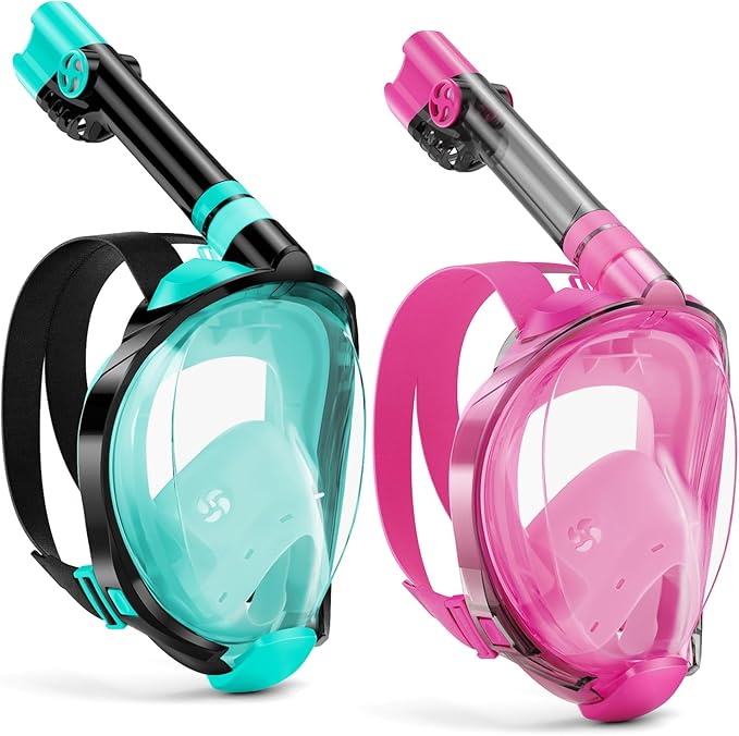 W WSTOO Full Face Snorkel Mask Adults,Suitable for Beginners Dry Top Snorkeling Gear,Can Your Mouth or Nose to Breathe,180 Degrees Panoramic View,Anti-Fog Anti-Leak,Summer Travel and Vacationing Gifts-StrideForce Fitness