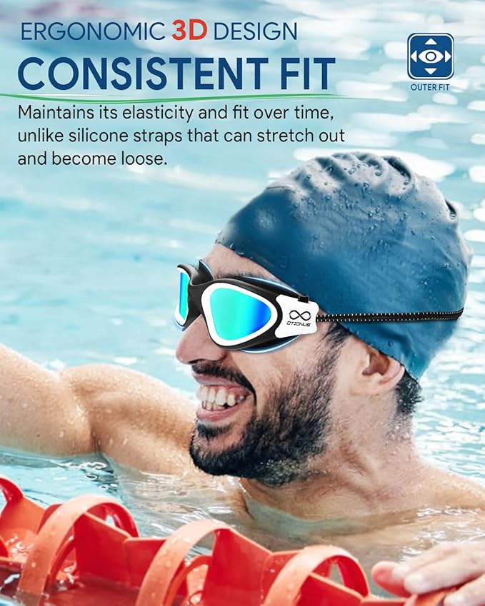 Swim Goggles, Polarized Adult Swimming Goggles Bungee Strap No Hair Pulling Anti-fog Pool Goggles for Men Women-StrideForce Fitness