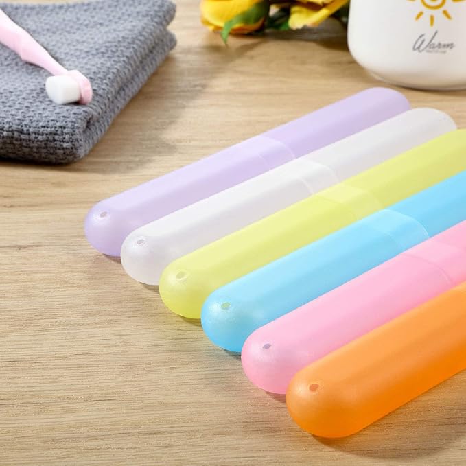 Boao 20 Pieces Travel Toothbrush Case Holder, Portable Toothbrush Storage, Classroom Pencil Case for Kids, 7 Assort Color Toothpaste Cover Protector for Travel Use