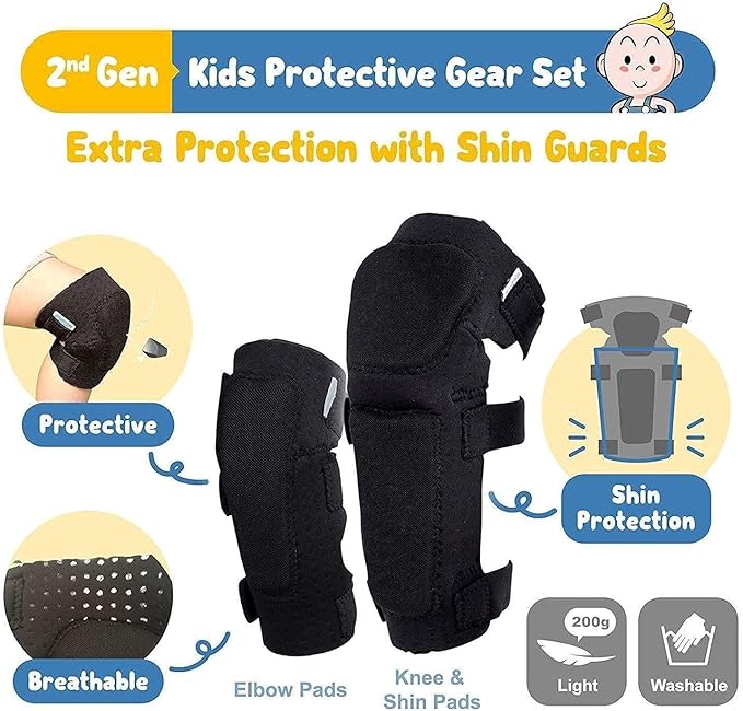 Soft-Style Kids Knee and Elbow Pads with Bike Gloves, Flexible Impact-Resistant Gear for Ages 2-11, Designed for Balance Bikes, Roller-Skating, and Skateboarding-StrideForce Fitness