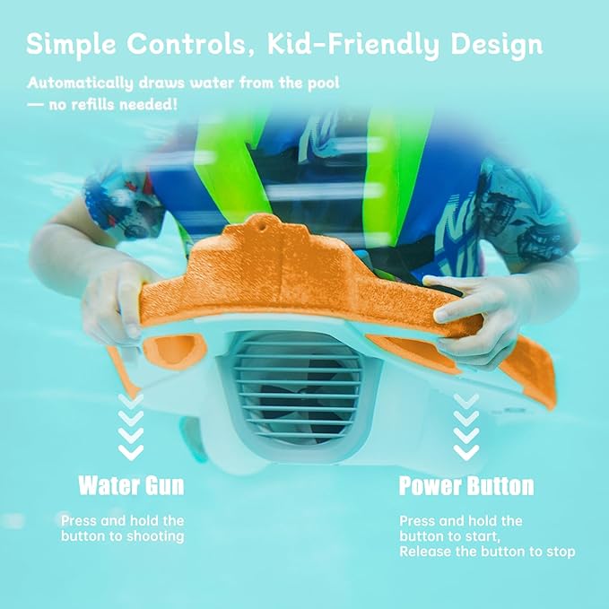 Electric Swimming Kickboard for Kids,Motorized Swim Board with Water Gun, Motorized Swim Training for Children Adults, 60N Thrust, 198 lbs Buoyancy, 25V Rechargeable Battery-StrideForce Fitness