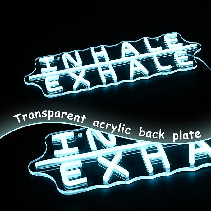 "Inhale Exhale" Neon Sign Yoga Neon Signs Letter Led Neon Sign Blue LED Neon Lights for Yoga Room Pilates Studio Bedroom Gym Decoration-StrideForce Fitness
