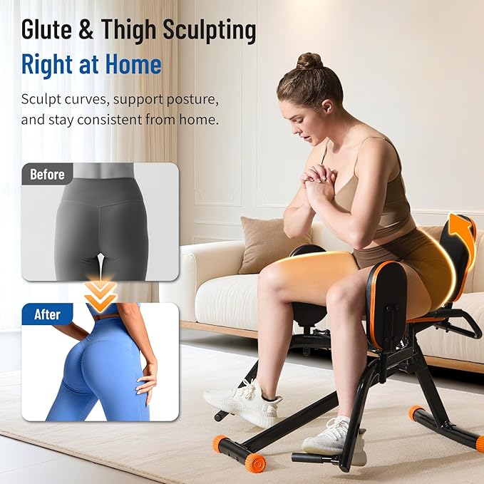 Hip Abductor Machine for Home Gym | Compact Glute Trainer & Thigh Workout Equipment with 3-Level Resistance,Silent Design | Leg Abductor Machine & Booty Builder for Women/Men-StrideForce Fitness