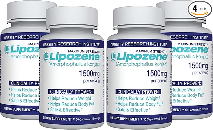 Lipozene Diet Pills - Weight Loss Supplement - 4 Bottles of 30 Capsules Each, a Total of 120 Capsules!-StrideForce Fitness