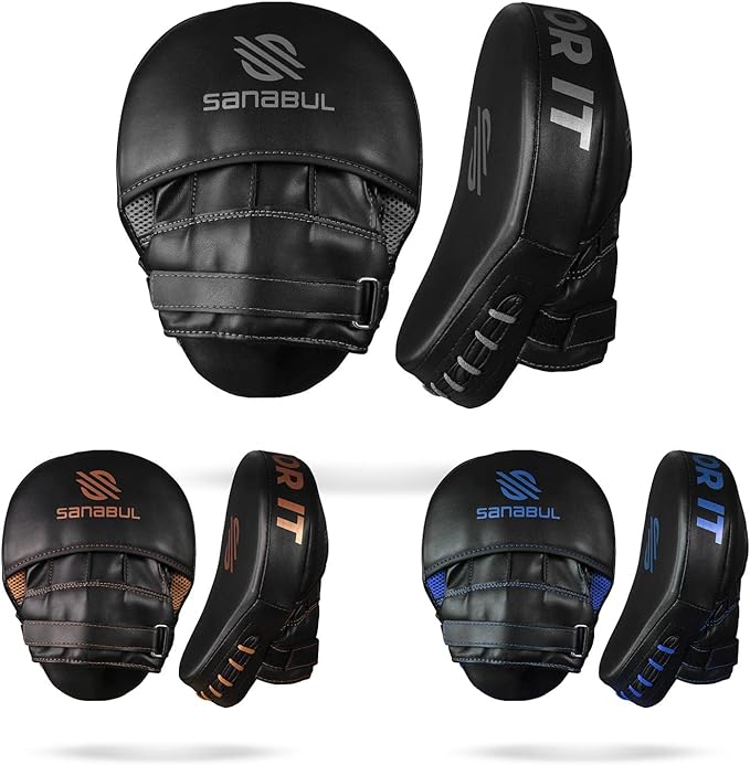 Sanabul Essential Curved Punching Mitts for Boxing, MMA Muay Thai Boxing Pads for Training, Punch Focus Mitts, Hand Pads Sparring Gear, Strike Shield-StrideForce Fitness