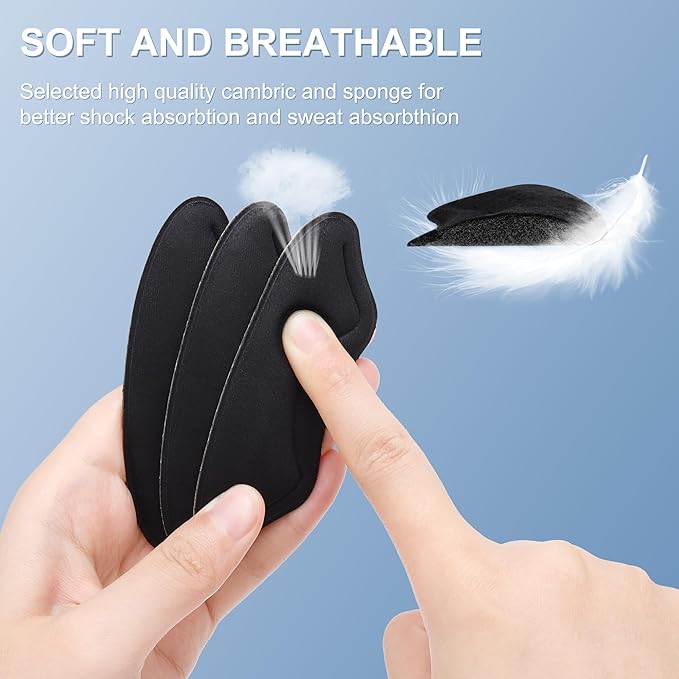 6 Pairs Heel Cushion Pads for Shoes Too Big, Shoe Grips Liners Heel Protectors for Loose Shoes, Heel Pain, Blisters and Rubbing, Anti Slip Shoe Filler Make Shoes Fit Tighter(Black)-StrideForce Fitness