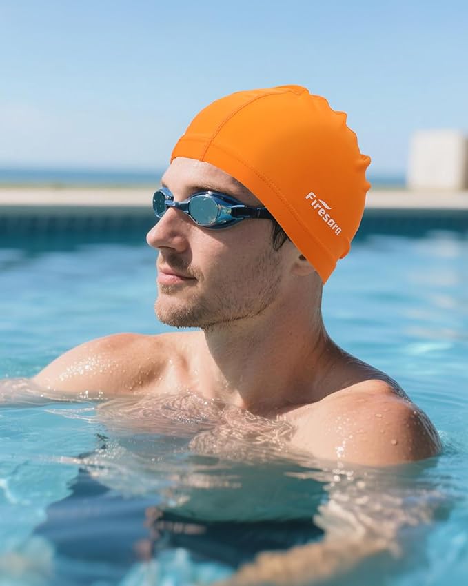 Firesara Fabric Swim Cap, High Elasticity Swimming Cap Keeps Hair Clean Breathable Fit Both Long Hair Short Hair, Swim Caps Woman Girls Men Kids One Size Hat-StrideForce Fitness
