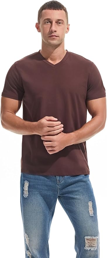 VEIISAR Premium V Neck T Shirts for Men - Modern Fitted Tees Vneck Undershirts-StrideForce Fitness