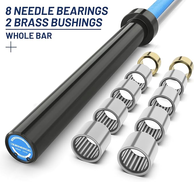 7ft Olympic Barbell Bar 45LB Load 1500lbs Capacity Available, for Gym Home Exercises, Weightlifting, Powerlifting for 2" Olympic Plates-StrideForce Fitness