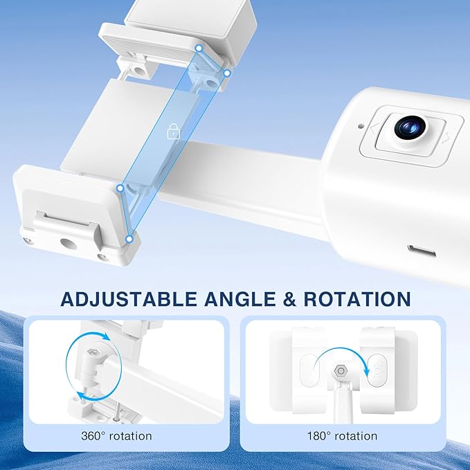 Auto Face Tracking Tripod 360° Rotating Cell Phone Photo and Video Kits Stand, No App, Camera Stand with Remote and Gesture Control, Rechargeable Smart Shooting Stand for Live Recording Tiktok (White)-StrideForce Fitness