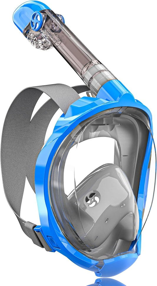 QingSong Full Face Snorkel Mask for Adults, Snorkeling Gear with Camera Mount, 180 Degree Panoramic View Snorkel Set Anti-Fog Anti-Leak-StrideForce Fitness