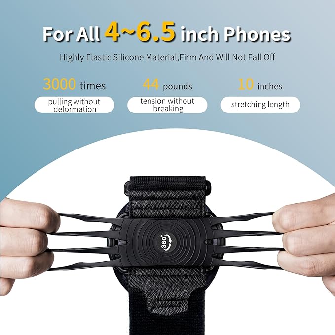 Wristband Phone Holder for Running,【360° Rotatable & Upgrade Anti-Drop】 Forearm Armband for iPhone 16/15/14/Pro/Mini/12/11/SE/XR XS,Fits All 4-6.5 Inch Smartphones (Black)-StrideForce Fitness
