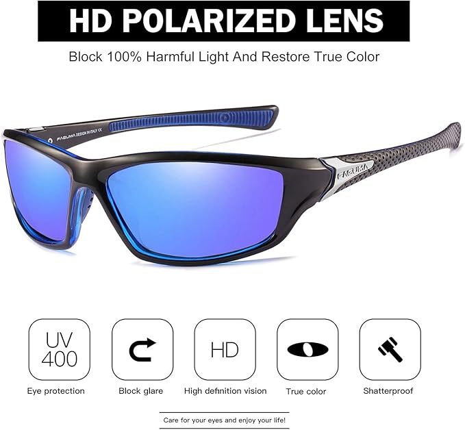 FAGUMA Sports Polarized Sunglasses For Men Cycling Driving Fishing UV400 Protection-StrideForce Fitness