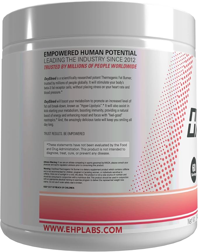 EHP Labs OxyShred Pre Workout Powder - Preworkout Powder with L Glutamine & Acetyl L Carnitine, Energy Boost Drink - Juicy Watermelon, 60 Servings-StrideForce Fitness